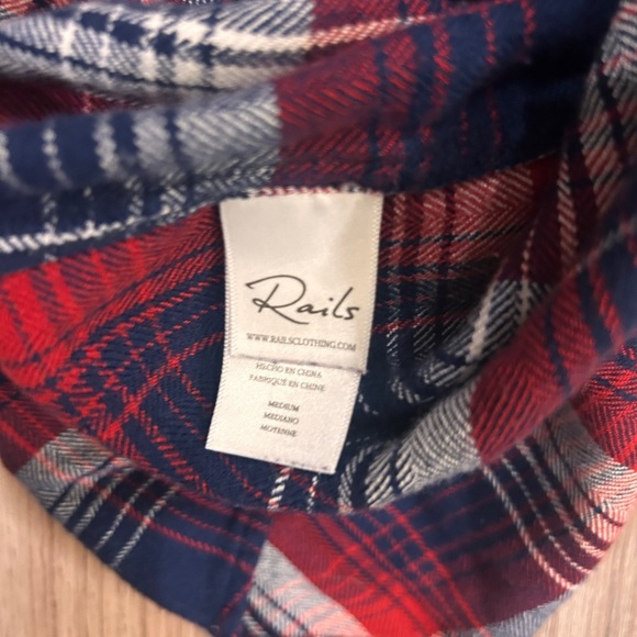 Rails Plaid Lennox Button Up Shirt Top M Navy Red - Picture 5 of 9
